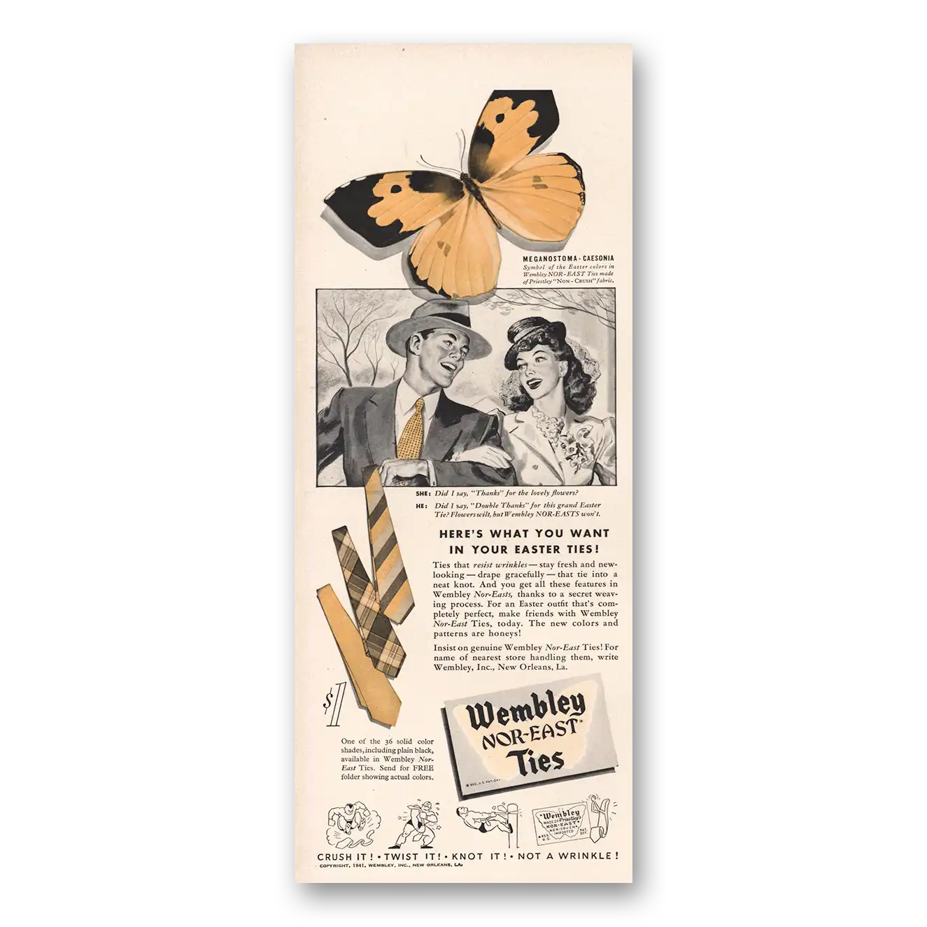 1941 Wembley Ties Nor East Ties Easter Ties Vintage Magazine Print Ad