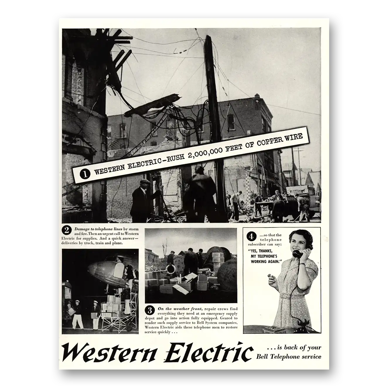 1941 Western Electric Feet of Copper Wire Vintage Magazine Print Ad