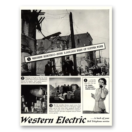 1941 Western Electric Feet of Copper Wire Vintage Magazine Print Ad