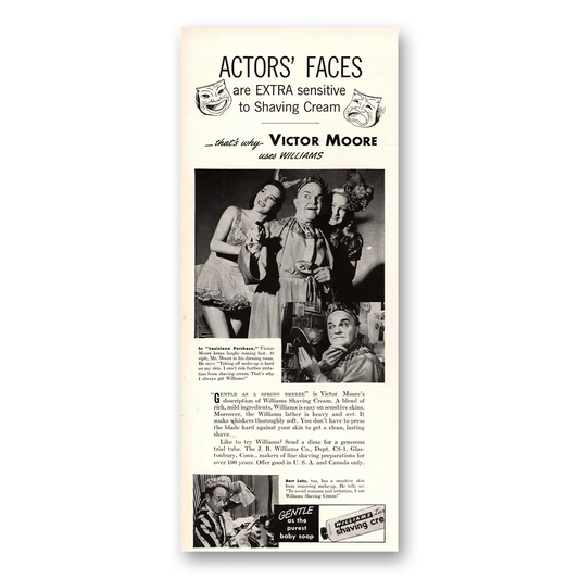 1941 Williams Shaving Cream Victor Moore Vintage Magazine Print Ad