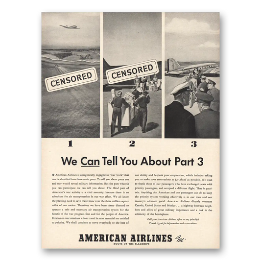 1942 American Airlines We Can Tell You About Part 3 Vintage Magazine Print Ad