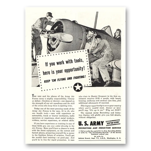 1942 US Army You Work With Tools Vintage Magazine Print Ad