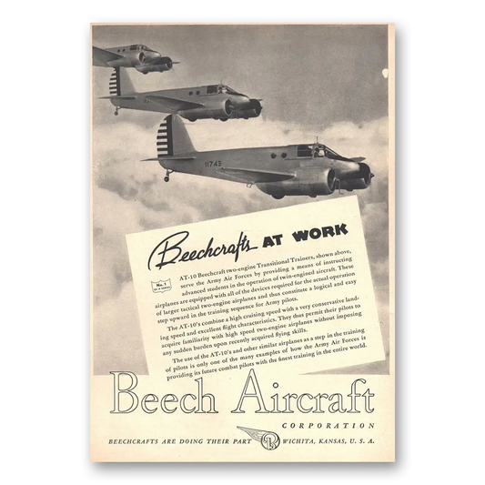 1942 Beechcraft Beechcrafts At Work Vintage Magazine Print Ad