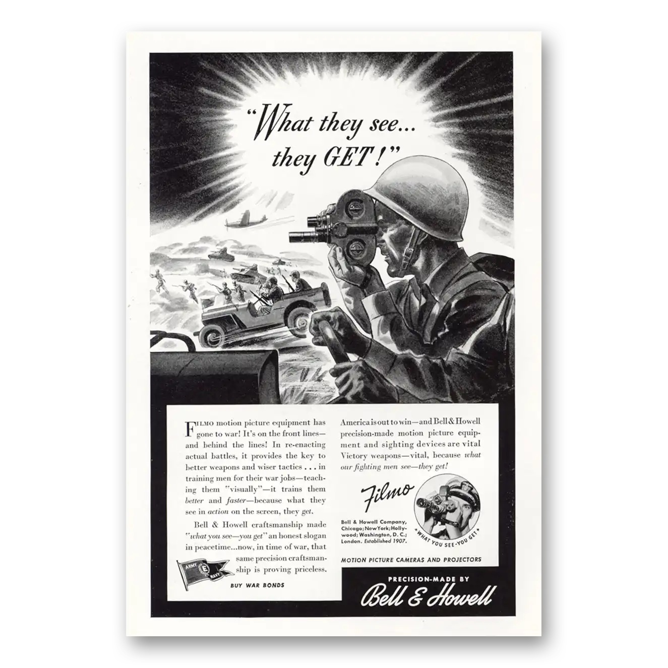 1942 Filmo Camera What They See They Get Filmo Vintage Magazine Print Ad