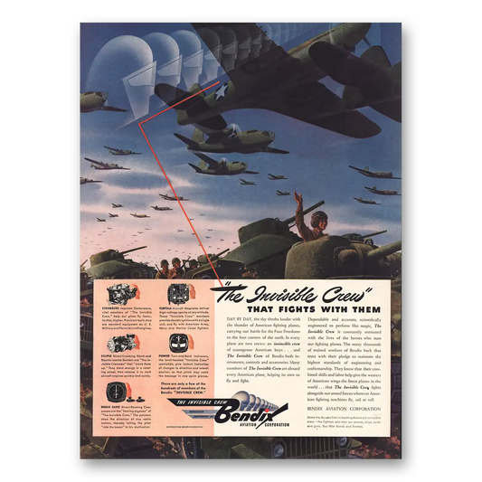 1942 Bendix Aviation The Invisible Crew Vintage Magazine Print Ad