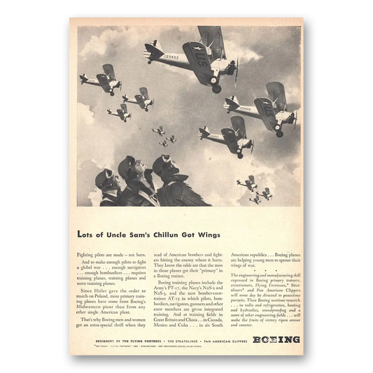 1942 Boeing Flying Fortress Uncle Sams Chillun Got Wings Vintage Magazine Print Ad