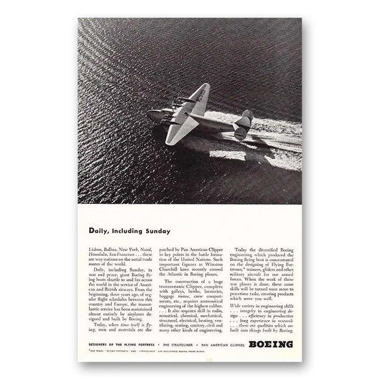 1942 Boeing Daily Including Sunday Pan Am Clipper Vintage Magazine Print Ad