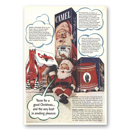 1942 Camel Cigarettes Yours for a Good Christmas Vintage Magazine Print Ad