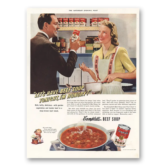 1942 Campbells Soup Have Beef Soup Tonight Vintage Magazine Print Ad