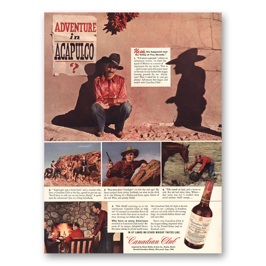 1942 Canadian Club Adventure In Acapluco Vintage Magazine Print Ad