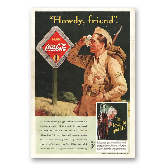 1942 Coca Cola Howdy Friend Vintage Magazine Print Ad