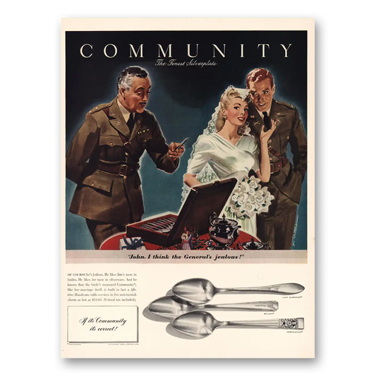 1942 Community Silverplate John I Think Generals Jealous Vintage Magazine Print Ad