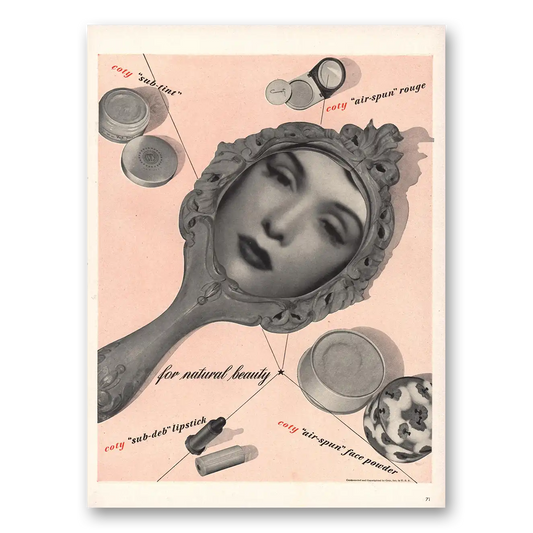 1942 Coty Air Spun Rouge Natural Beauty Vintage Magazine Print Ad