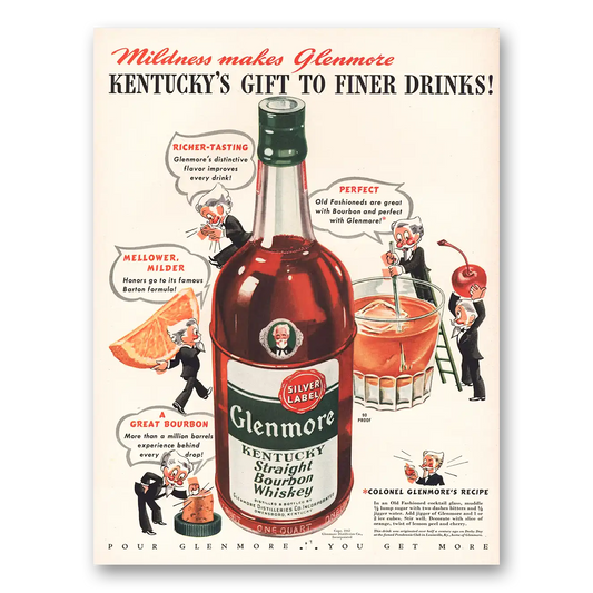 1942 Glenmore Whiskey Kentuckys Gift to Finer Drinks Vintage Magazine Print Ad