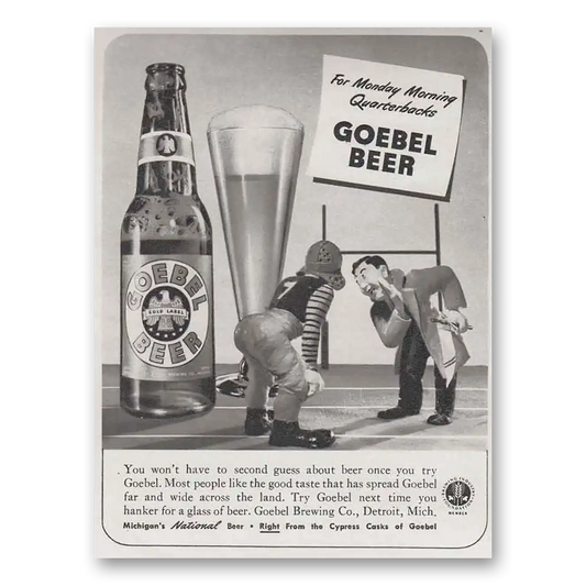 1942 Goebel Beer Monday Morning Quarterbacks Vintage Magazine Print Ad