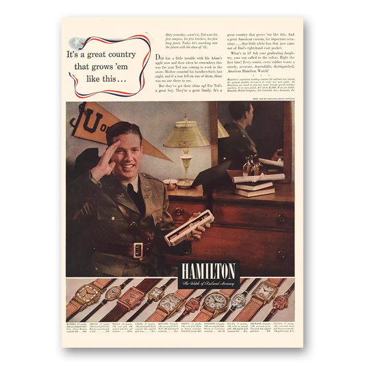 1942 Hamilton Watch Great Country Grows Em Like This Vintage Magazine Print Ad