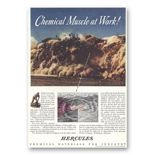 1942 Hercules Powder Hercules Chemical Muscle at Work Vintage Magazine Print Ad