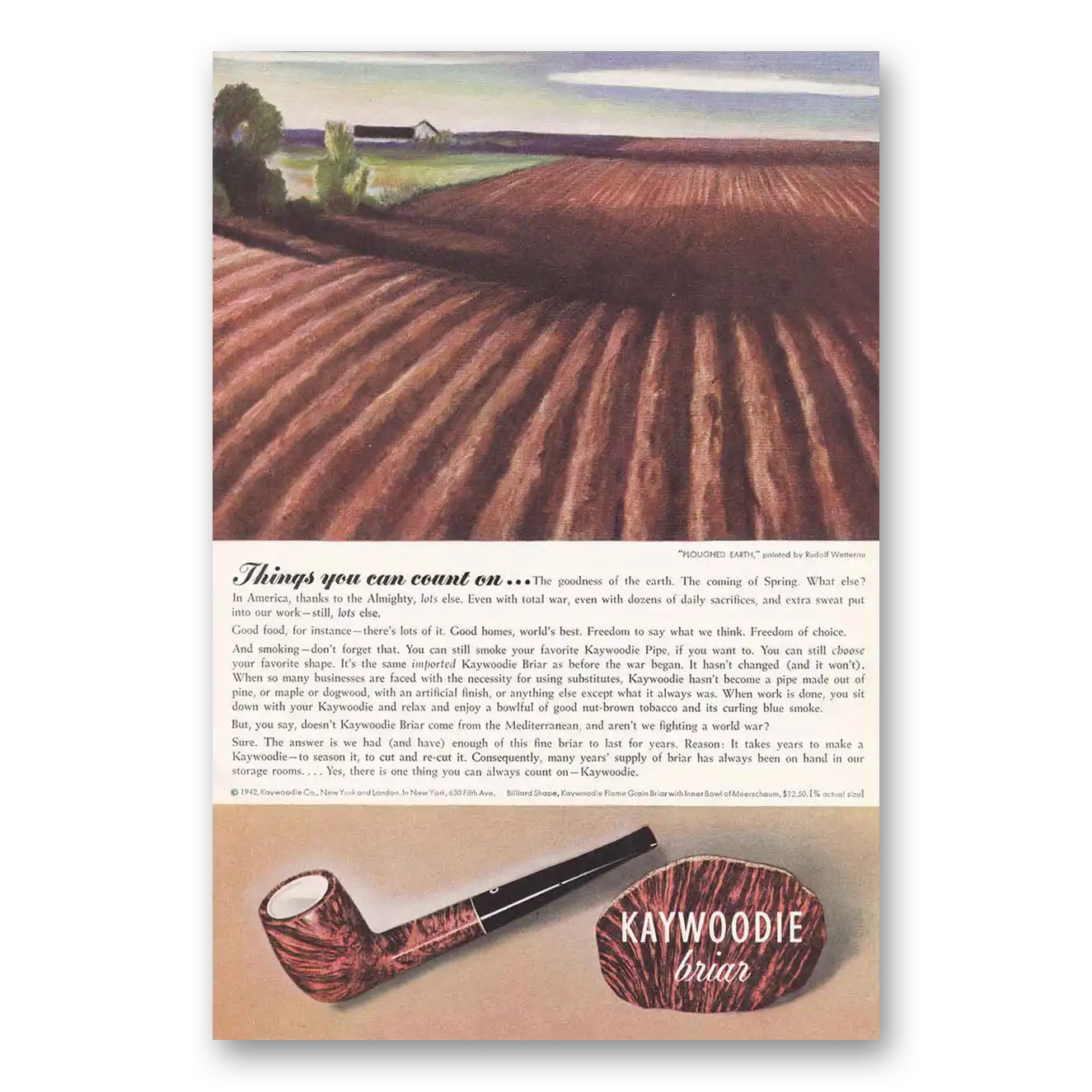 1942 Kaywoodie Pipes Briar Ploughed Earth Vintage Magazine Print Ad