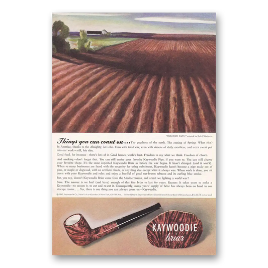 1942 Kaywoodie Pipes Briar Ploughed Earth Vintage Magazine Print Ad