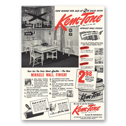 1942 Kem-Tone Miracle Wall Finish Vintage Magazine Print Ad