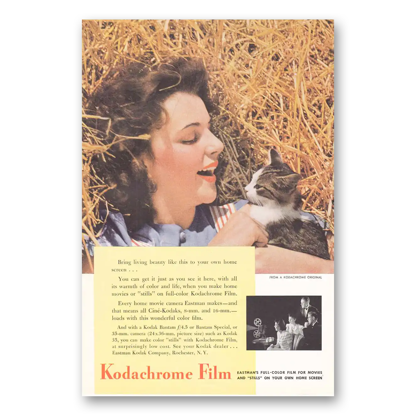 1942 Kodachrome Film Bring Living Beauty Like This Vintage Magazine Print Ad