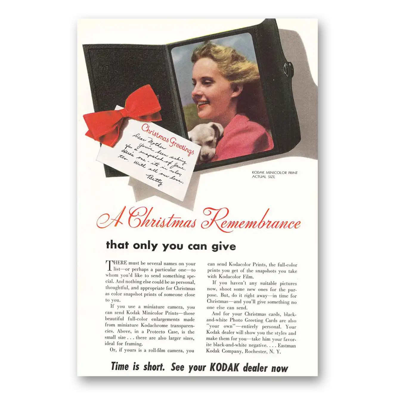 1942 Kodachrome Film Minicolor Print Christmas Remembrance Vintage Magazine Print Ad