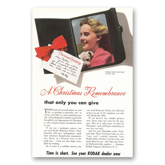 1942 Kodachrome Film Minicolor Print Christmas Remembrance Vintage Magazine Print Ad