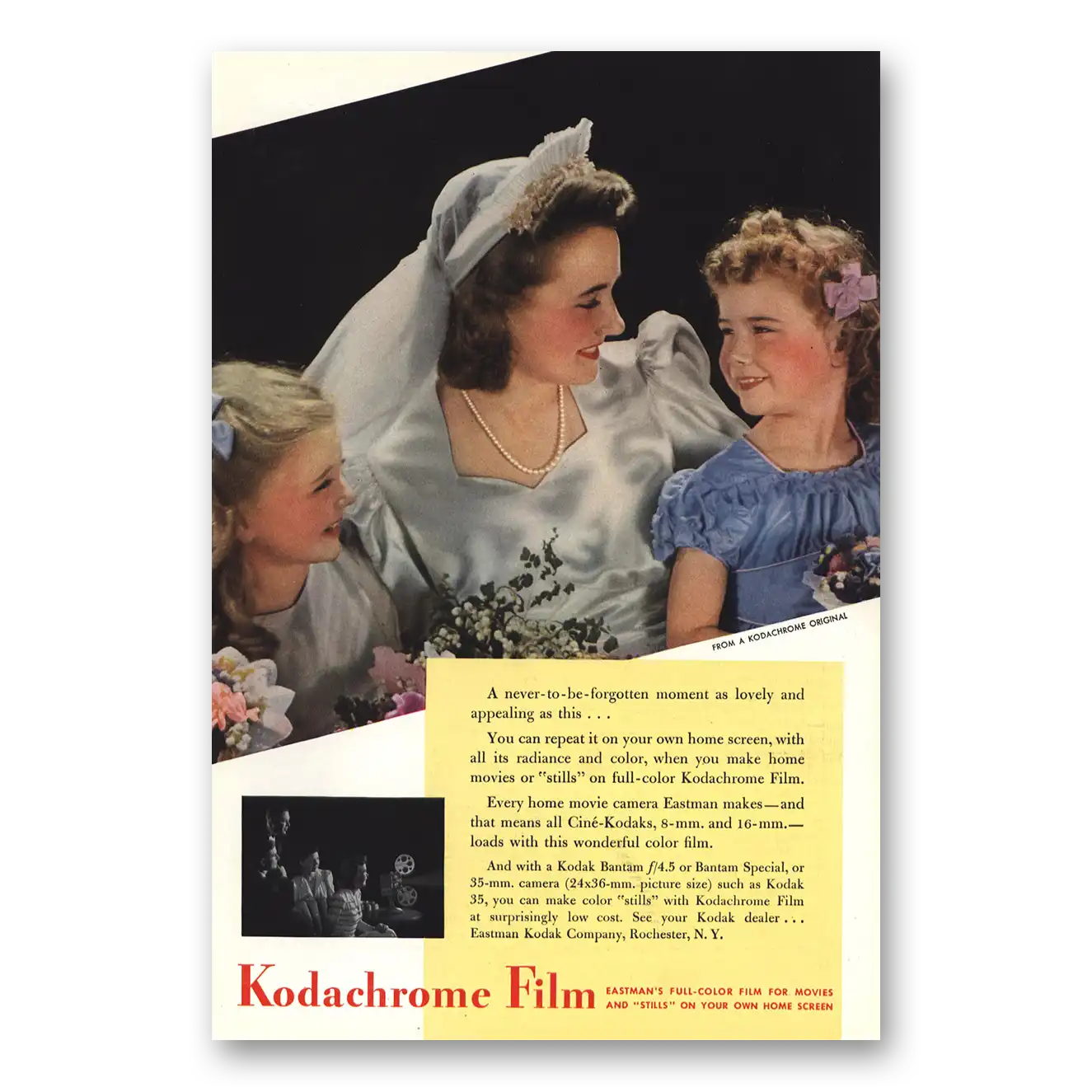 1942 Kodachrome Film Bride Never To Be Forgotten Moment Vintage Magazine Print Ad