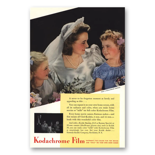 1942 Kodachrome Film Bride Never To Be Forgotten Moment Vintage Magazine Print Ad