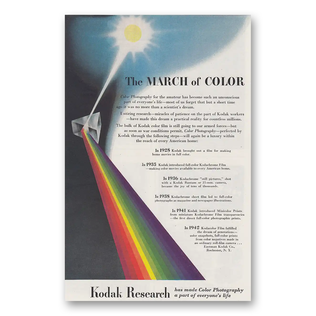 1942 Kodak Film March of Color Vintage Magazine Print Ad