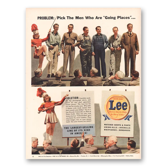 1942 Lee Jeans Pick the Men Who Are Going Places Vintage Magazine Print Ad