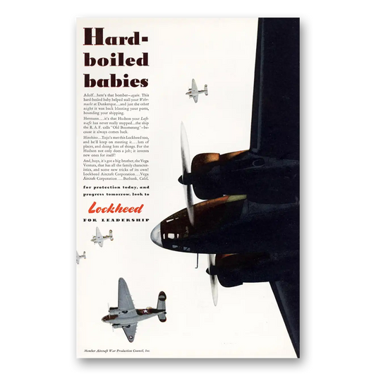 1942 Lockheed Hudson Hard Boiled Babies Vintage Magazine Print Ad