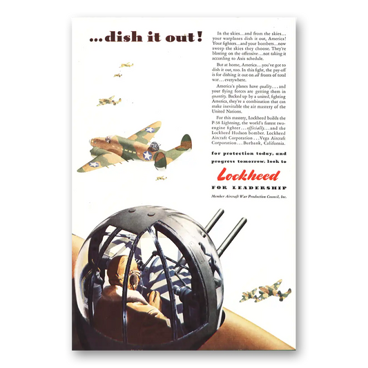 1942 Lockheed Dish It Out Vintage Magazine Print Ad