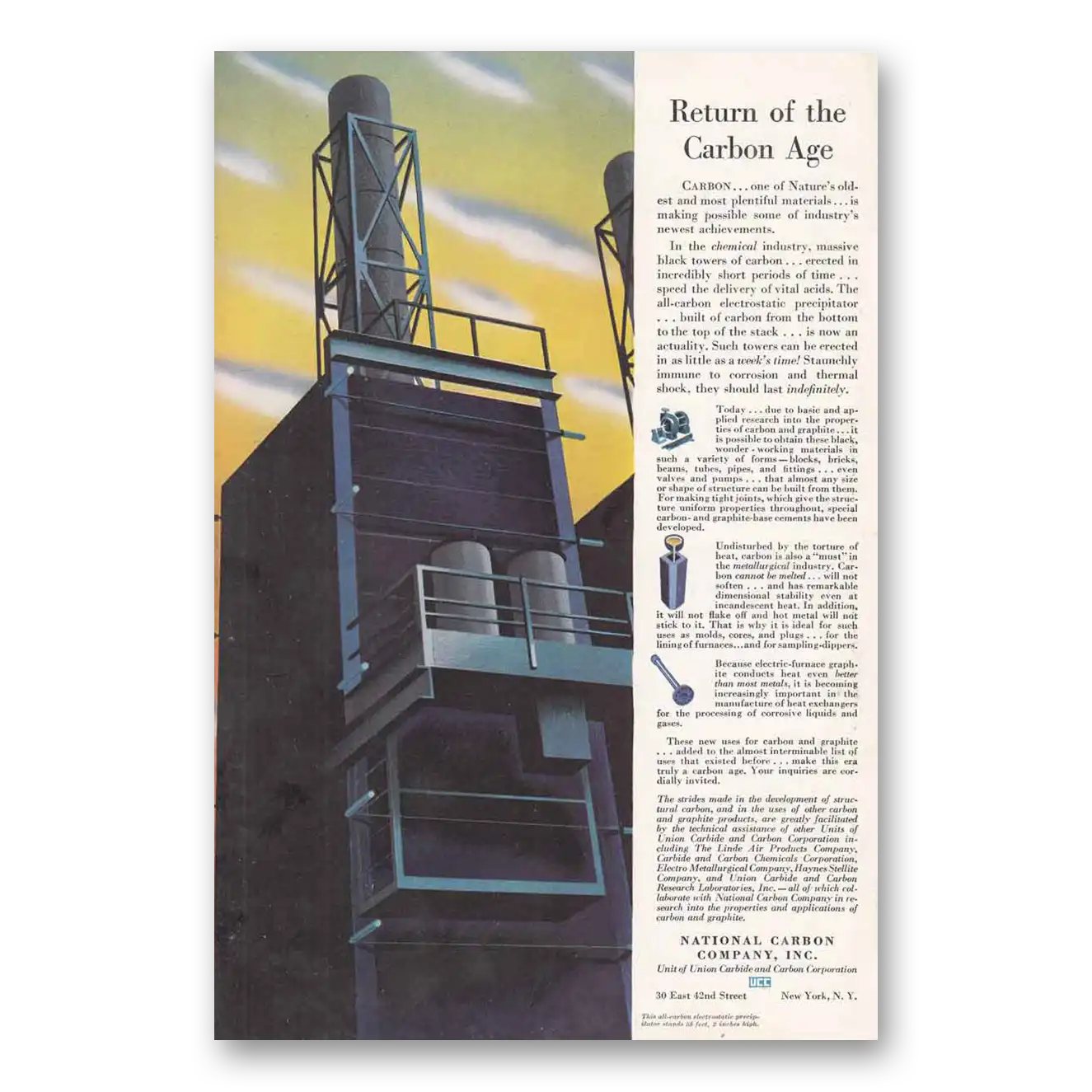 1942 National Carbon Return of the Carbon Age Vintage Magazine Print Ad