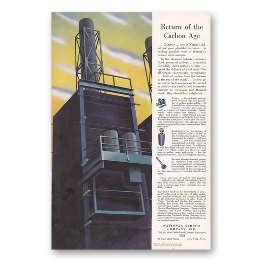 1942 National Carbon Return of the Carbon Age Vintage Magazine Print Ad