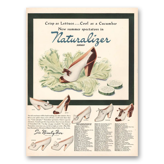 1942 Naturalizer Shoes Crisp as Lettuce Vintage Magazine Print Ad