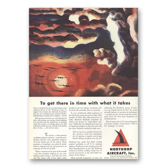 1942 Northrop Aircraft To Get There In Time Vintage Magazine Print Ad