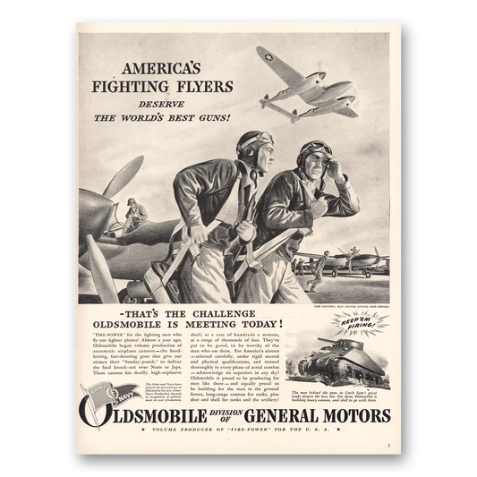 1942 Oldsmobile Americas Fighting Flyers Vintage Magazine Print Ad