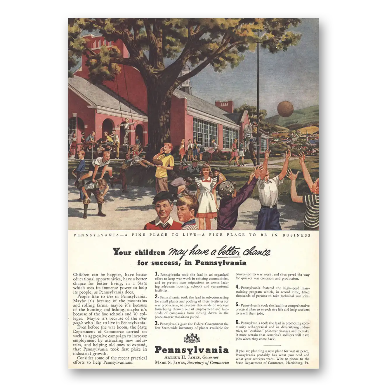 1942 Pennsylvania Your Children May Have a Better Success Vintage Magazine Print Ad