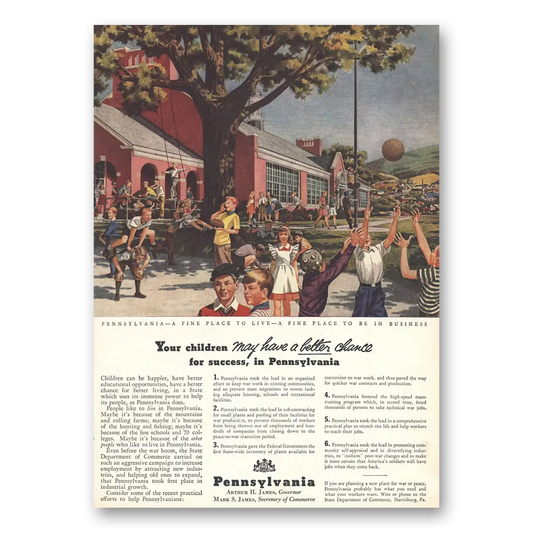 1942 Pennsylvania Your Children May Have a Better Success Vintage Magazine Print Ad