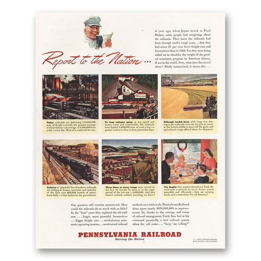 1942 Pennsylvania Railroad Report To the Nation Vintage Magazine Print Ad