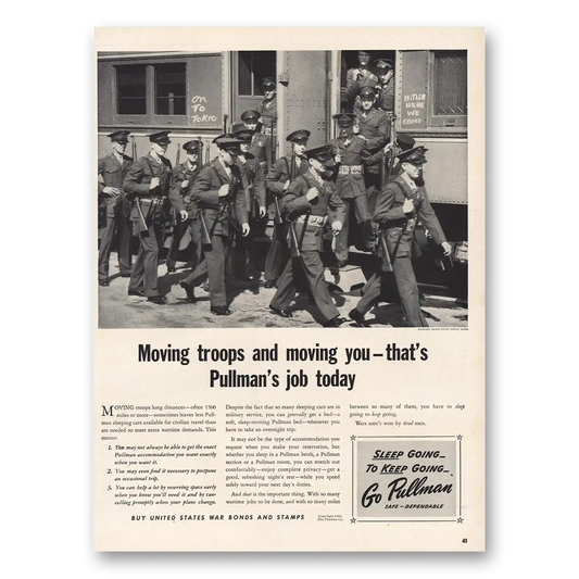 1942 Pullman Moving Troops and Moving You Vintage Magazine Print Ad