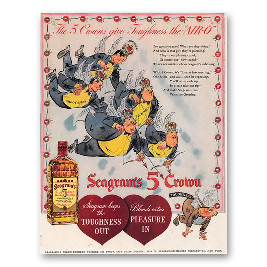 1942 Seagrams 5 Crown Whiskey Give Toughness the Air O Vintage Magazine Print Ad