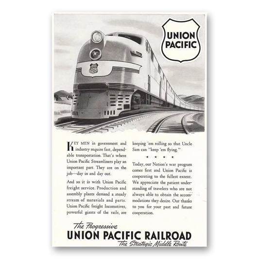 1942 Union Pacific Railroad Key Men in Government Vintage Magazine Print Ad