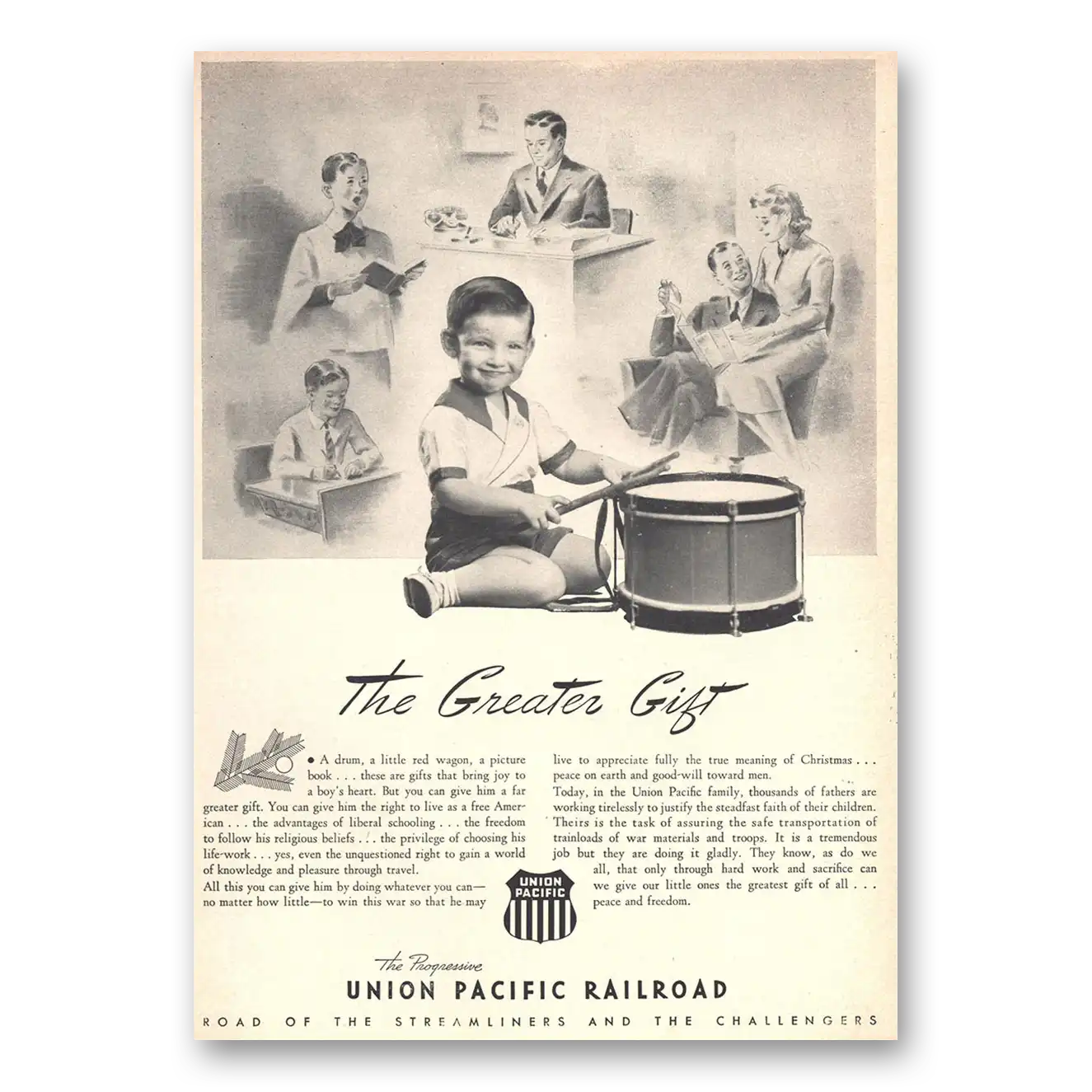 1942 Union Pacific Railroad Greater Gift Vintage Magazine Print Ad