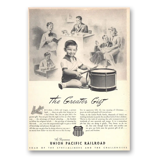 1942 Union Pacific Railroad Greater Gift Vintage Magazine Print Ad