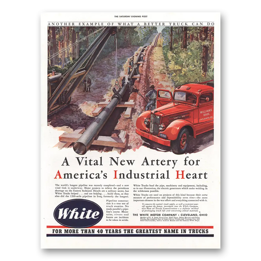 1942 White Trucks Vital New Artery Industrial Heart Vintage Magazine Print Ad