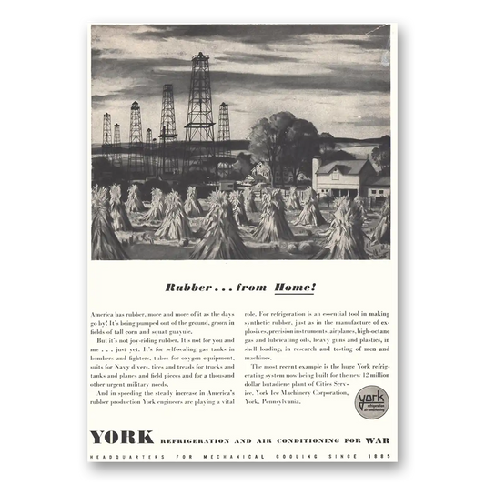 1942 York Refrigeration and Air Conditioning Rubber From Home Vintage Magazine Print Ad