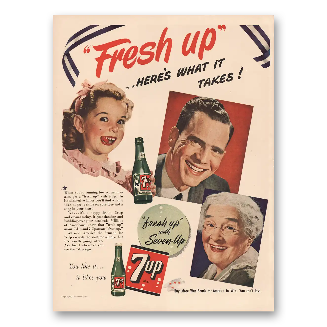 1943 7Up Heres What It Takes Vintage Magazine Print Ad