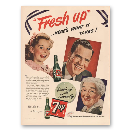 1943 7Up Heres What It Takes Vintage Magazine Print Ad
